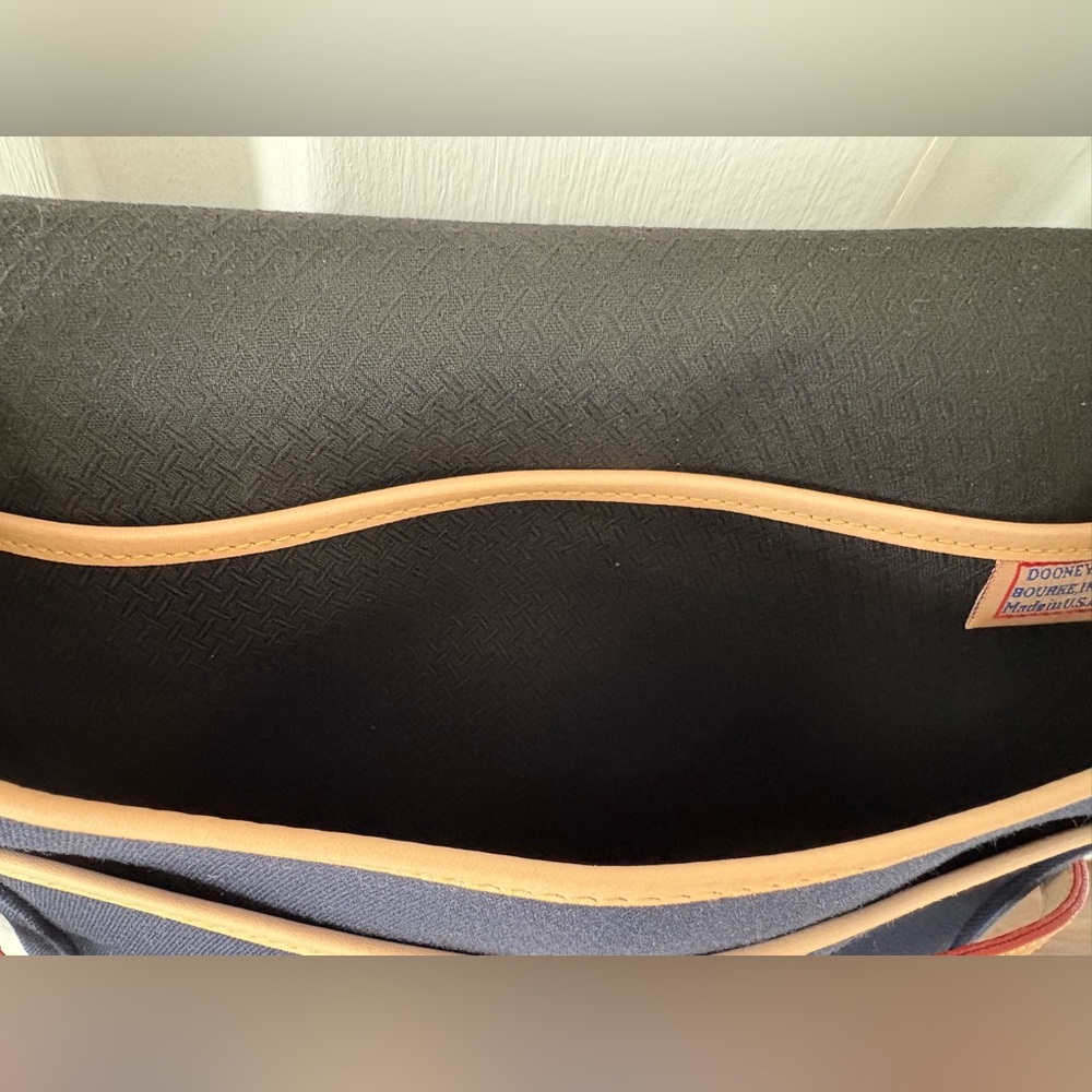Dooney & Bourke Navy Canvas Crossbody Bag Tan Leather Trim Made in USA - Picture 9 of 9